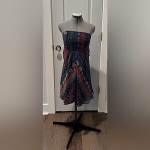 Maurices Strapless Dress with Vibrant Pattern